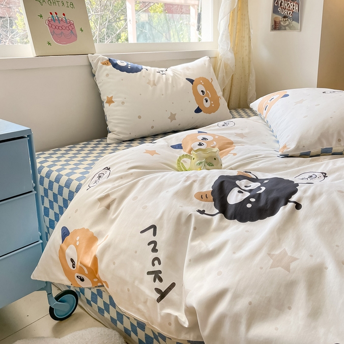 91家纺网 家纺一手货源 找家纺 雅居纺 2024新款高密全棉13070印花四件套 LUCK星