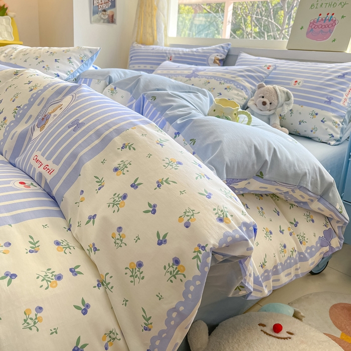 91家纺网 家纺一手货源 找家纺 雅居纺 2024新款高密全棉13070印花四件套 兰花熊