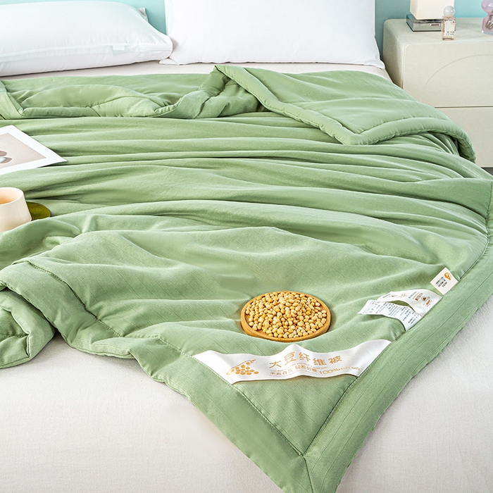 91家纺网 家纺一手货源 找家纺 森林人 2024新款A类双层纱大豆纤维夏凉被 双层纱-薄荷绿