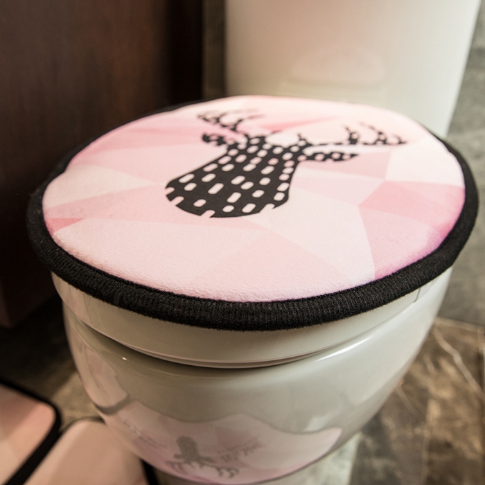 91家纺网 家纺一手货源 找家纺 爵仕家纺 2024新款网销款卫浴三件套地垫马桶盖 印象鹿