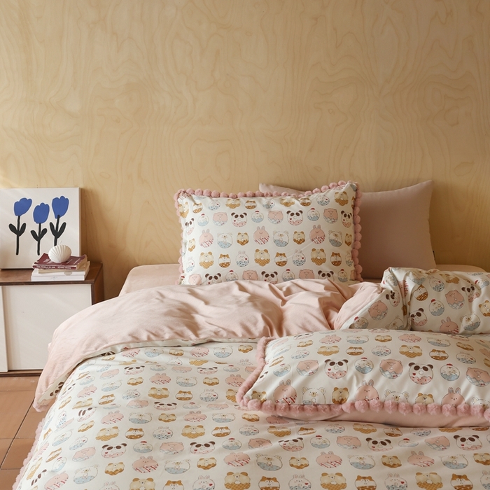 91家纺网 家纺一手货源 找家纺 棉眠 2024新款AB版毛球款棉加绒四件套 甜甜圈（棉加绒）