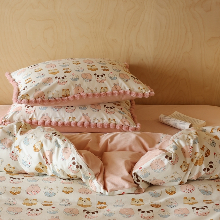 91家纺网 家纺一手货源 找家纺 棉眠 2024新款AB版毛球款棉加绒四件套 甜甜圈（棉加绒）