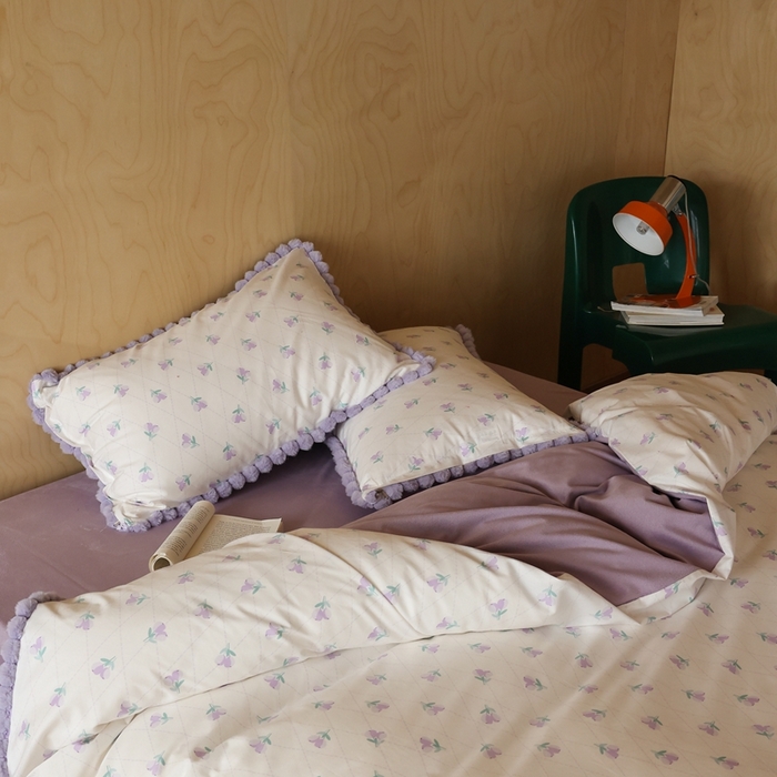 91家纺网 家纺一手货源 找家纺 棉眠 2024新款AB版毛球款棉加绒四件套 香草沙拉