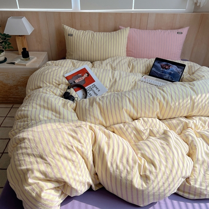 玛奇朵 2024新款多巴胺INS博主同款全棉色织条纹混搭-布拉格 布拉格-黄