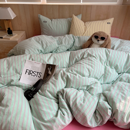 91家纺网 家纺一手货源 找家纺 （总）玛奇朵 2024新款多巴胺INS博主同款全棉色织条纹混搭-布拉格