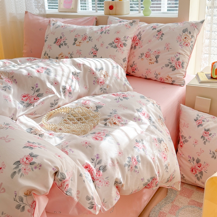 91家纺网 家纺一手货源 找家纺 清雅福 2024新款全棉13372小清新四件套-第三季 肉桂乌龙