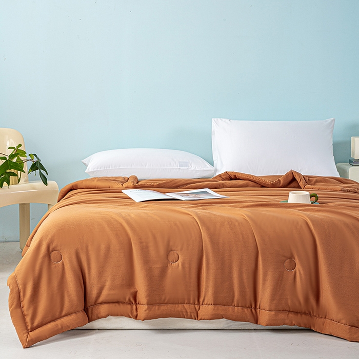 91家纺网 家纺一手货源 找家纺 森林人 2024新款A类双层纱大豆纤维夏凉被 双层纱-焦糖色