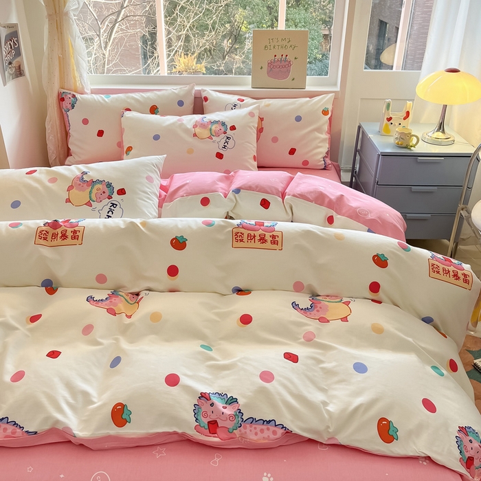 91家纺网 家纺一手货源 找家纺 雅居纺 2024新款高密全棉13070印花四件套 发财暴富