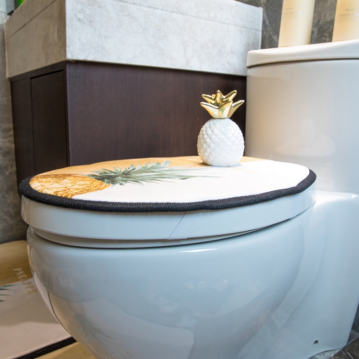 91家纺网 家纺一手货源 找家纺 爵仕家纺 2024新款网销款卫浴三件套地垫马桶盖 金菠萝