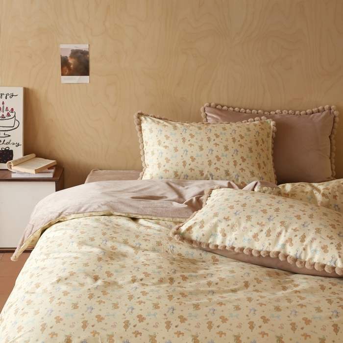 91家纺网 家纺一手货源 找家纺 棉眠 2024新款AB版毛球款棉加绒四件套 贵宾-黄（棉加绒）