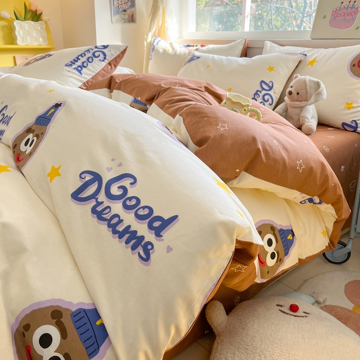 91家纺网 家纺一手货源 找家纺 雅居纺 2024新款高密全棉13070印花四件套 曲奇饼干