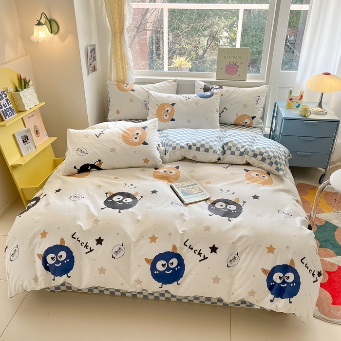 91家纺网 家纺一手货源 找家纺 雅居纺 2024新款高密全棉13070印花四件套 LUCK星