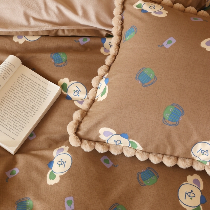 91家纺网 家纺一手货源 找家纺 棉眠 2024新款AB版毛球款棉加绒四件套 考拉（棉加绒）