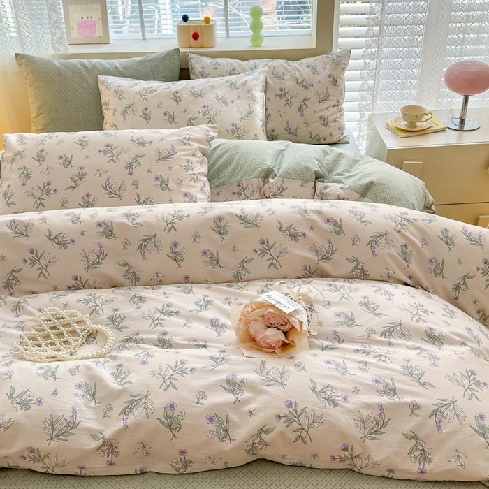 91家纺网 家纺一手货源 找家纺 清雅福 2024新款全棉13372小清新四件套-第三季 宁静