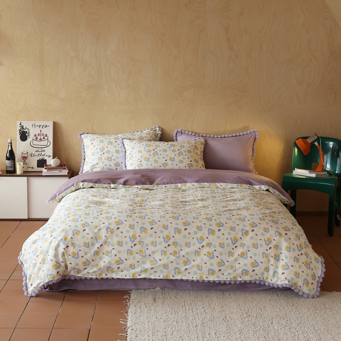 91家纺网 家纺一手货源 找家纺 棉眠 2024新款AB版毛球款棉加绒四件套 蔓玉（棉加绒）