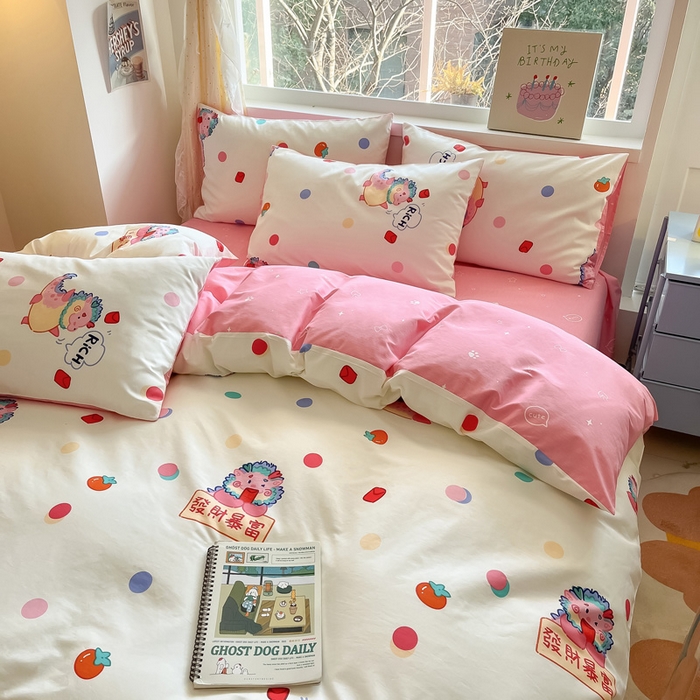 91家纺网 家纺一手货源 找家纺 雅居纺 2024新款高密全棉13070印花四件套 发财暴富