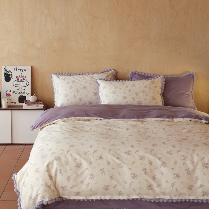 91家纺网 家纺一手货源 找家纺 棉眠 2024新款AB版毛球款棉加绒四件套 紫琅（棉加绒）