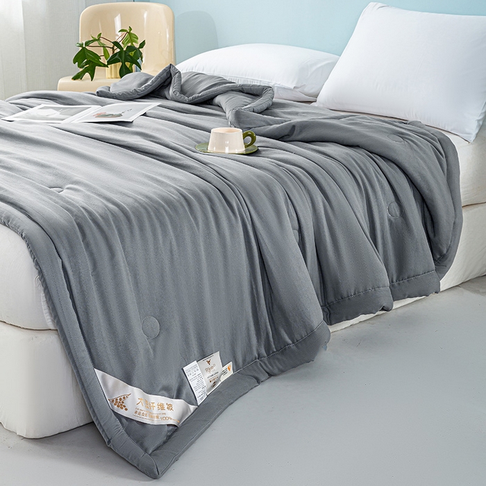 91家纺网 家纺一手货源 找家纺 森林人 2024新款A类双层纱大豆纤维夏凉被 双层纱-深灰
