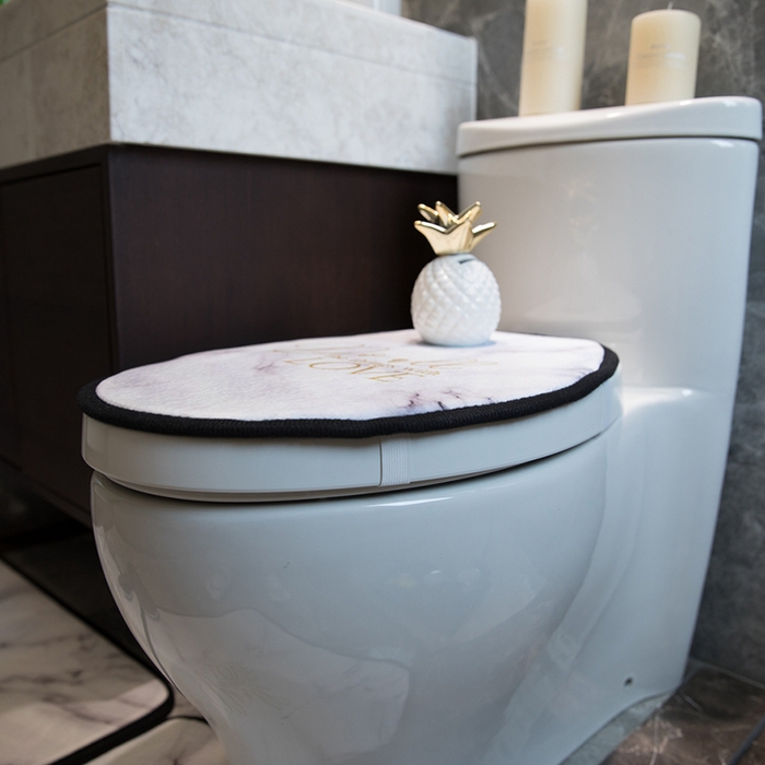 91家纺网 家纺一手货源 找家纺 爵仕家纺 2024新款网销款卫浴三件套地垫马桶盖 白金大理石