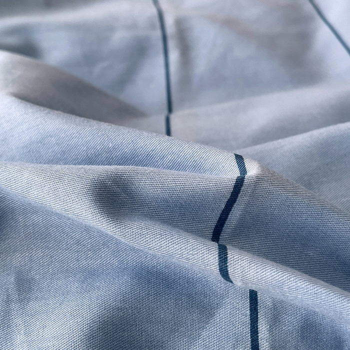 91家纺网 家纺一手货源 找家纺 梦家居 2024新款春季新品北欧简约风四件套 宽条浅蓝