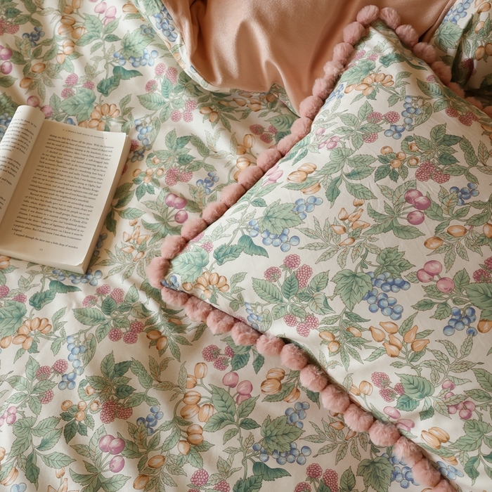 91家纺网 家纺一手货源 找家纺 棉眠 2024新款AB版毛球款棉加绒四件套 缤果潇潇（棉加绒）