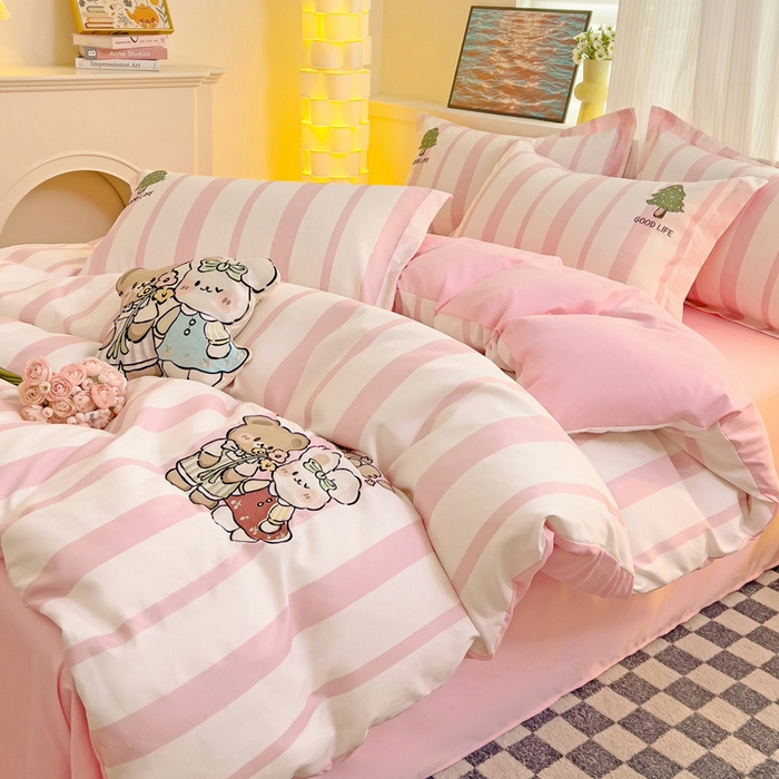 91家纺网 家纺一手货源 找家纺 （总）娜娜 2024新款磨毛水洗棉刺绣四件套 	