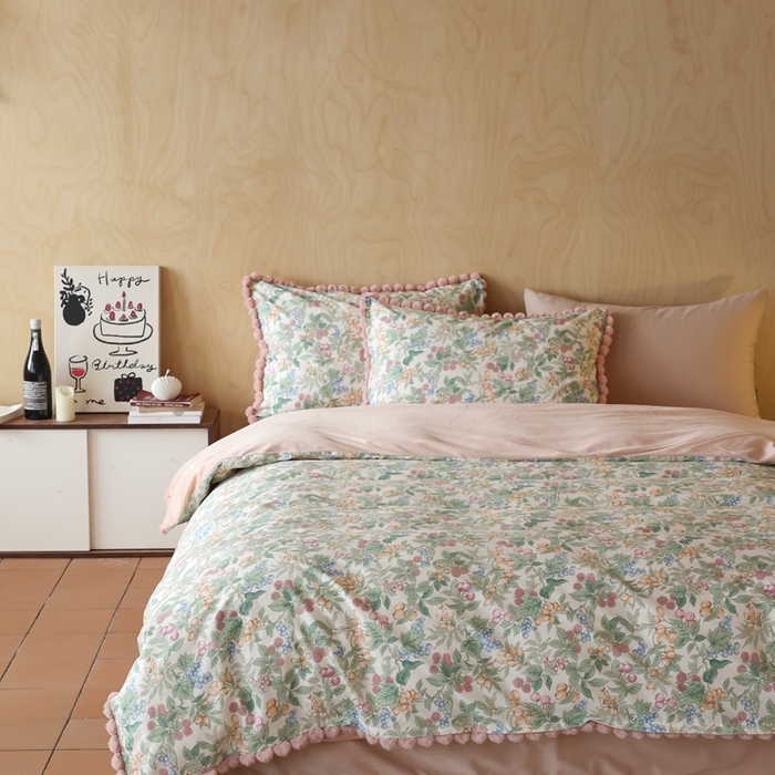 91家纺网 家纺一手货源 找家纺 棉眠 2024新款AB版毛球款棉加绒四件套 缤果潇潇（棉加绒）