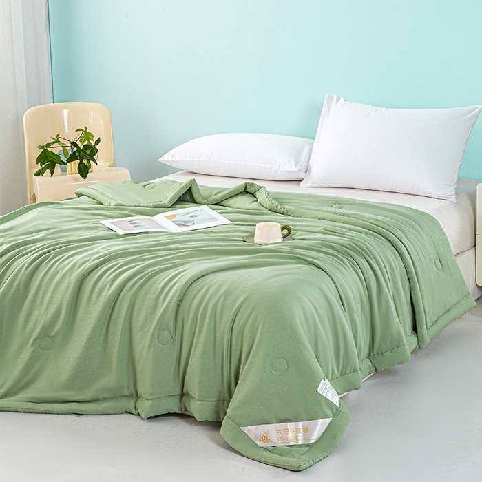 91家纺网 家纺一手货源 找家纺 森林人 2024新款A类双层纱大豆纤维夏凉被 双层纱-薄荷绿