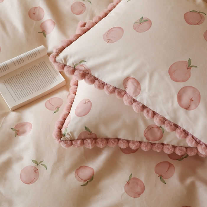 91家纺网 家纺一手货源 找家纺 棉眠 2024新款AB版毛球款棉加绒四件套 甜桃（棉加绒）