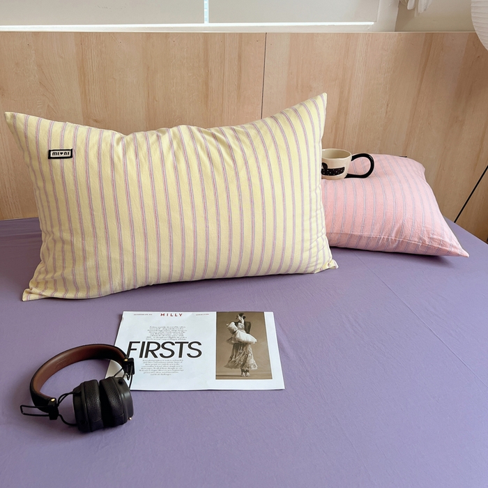 91家纺网 家纺一手货源 找家纺 玛奇朵 2024新款多巴胺INS博主同款全棉色织条纹混搭-布拉格 布拉格-黄