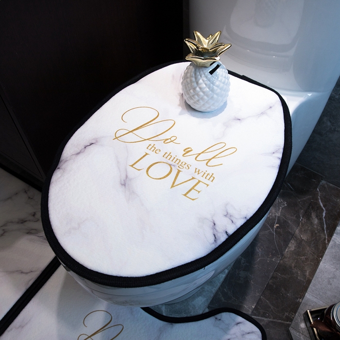 91家纺网 家纺一手货源 找家纺 爵仕家纺 2024新款网销款卫浴三件套地垫马桶盖 白金大理石