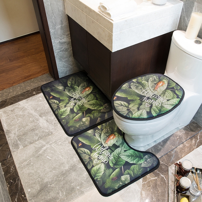 91家纺网 家纺一手货源 找家纺 爵仕家纺 2024新款网销款卫浴三件套地垫马桶盖 盛夏