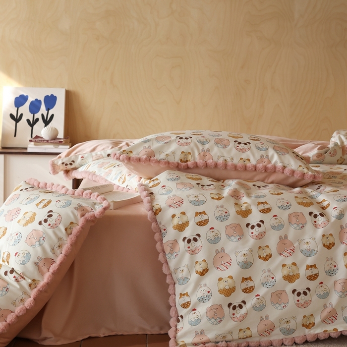 91家纺网 家纺一手货源 找家纺 棉眠 2024新款AB版毛球款棉加绒四件套 甜甜圈（棉加绒）