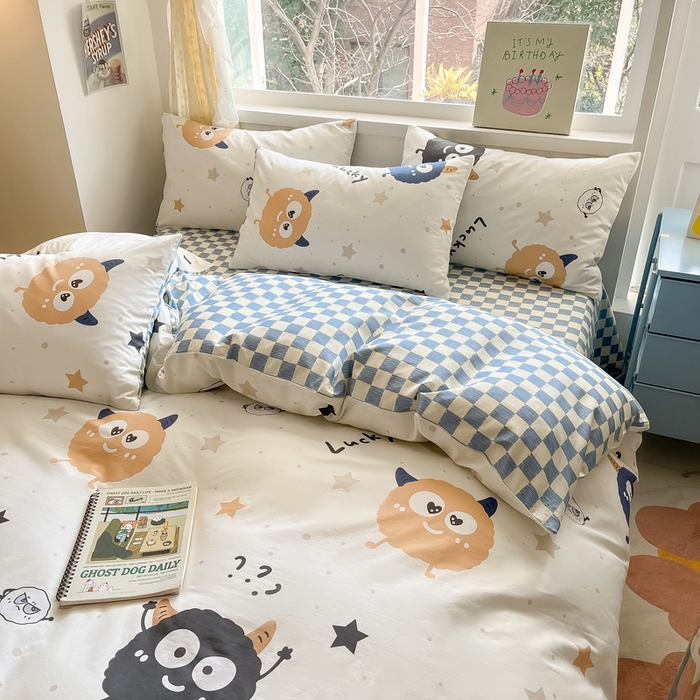 91家纺网 家纺一手货源 找家纺 雅居纺 2024新款高密全棉13070印花四件套 LUCK星