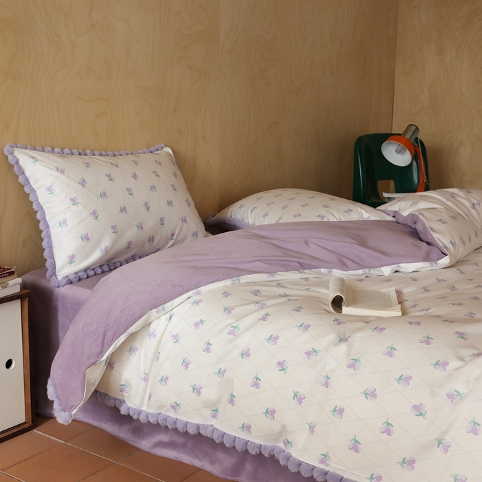 91家纺网 家纺一手货源 找家纺 棉眠 2024新款AB版毛球款棉加绒四件套 香草沙拉