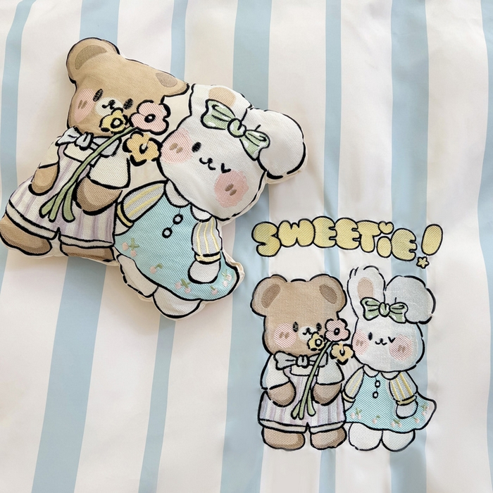 91家纺网 家纺一手货源 找家纺 娜娜 2024新款磨毛水洗棉刺绣四件套 	 快乐伙伴-蓝