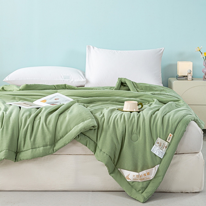 91家纺网 家纺一手货源 找家纺 森林人 2024新款A类双层纱大豆纤维夏凉被 双层纱-薄荷绿