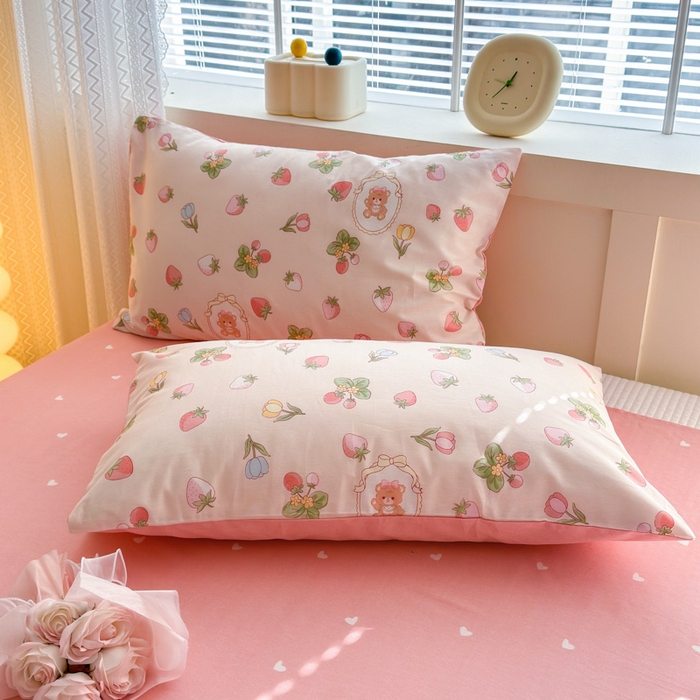 91家纺网 家纺一手货源 找家纺 清雅福 2024新款全棉13372小清新四件套-第三季 可爱熊