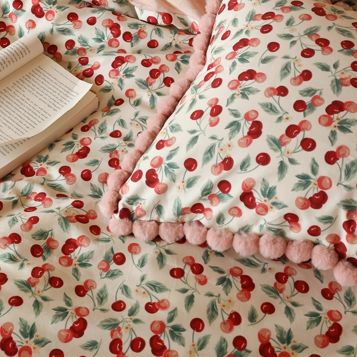 91家纺网 家纺一手货源 找家纺 棉眠 2024新款AB版毛球款棉加绒四件套 胭脂（棉加绒）