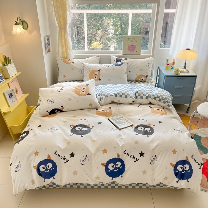 91家纺网 家纺一手货源 找家纺 雅居纺 2024新款高密全棉13070印花四件套 LUCK星