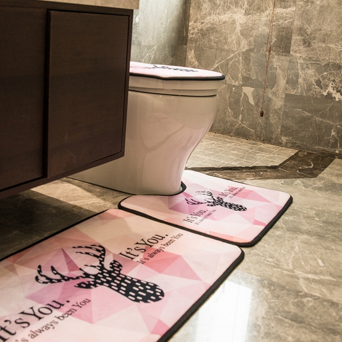 91家纺网 家纺一手货源 找家纺 爵仕家纺 2024新款网销款卫浴三件套地垫马桶盖 印象鹿