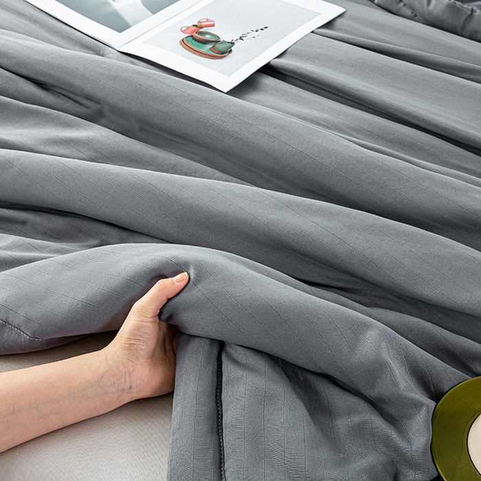 91家纺网 家纺一手货源 找家纺 森林人 2024新款A类双层纱大豆纤维夏凉被 双层纱-深灰