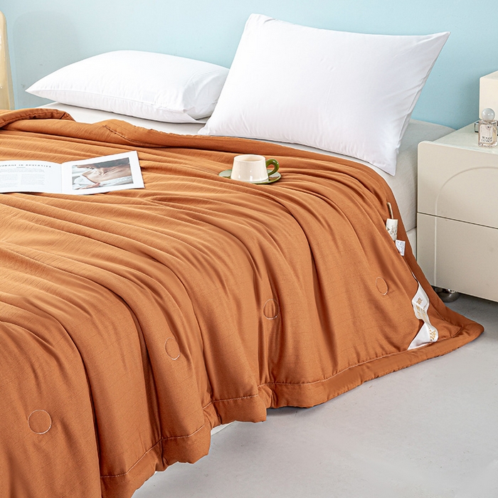 91家纺网 家纺一手货源 找家纺 森林人 2024新款A类双层纱大豆纤维夏凉被 双层纱-焦糖色