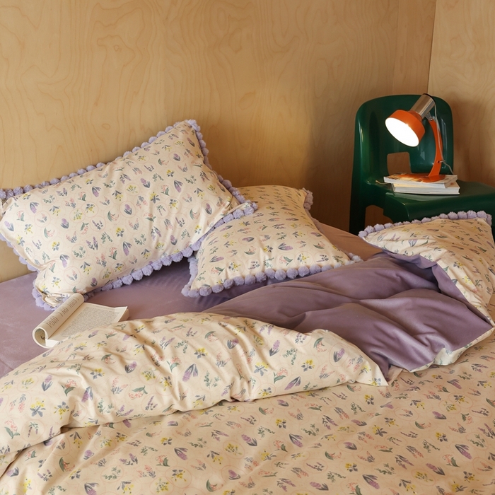 91家纺网 家纺一手货源 找家纺 棉眠 2024新款AB版毛球款棉加绒四件套 浅薇（棉加绒）