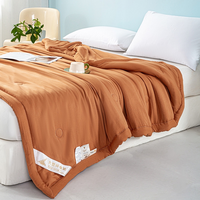 91家纺网 家纺一手货源 找家纺 森林人 2024新款A类双层纱大豆纤维夏凉被 双层纱-焦糖色