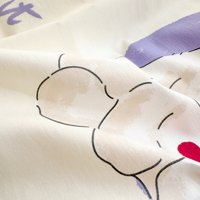 91家纺网 家纺一手货源 找家纺 清雅福 2024新款全棉13372小清新四件套-第三季 兔小萌