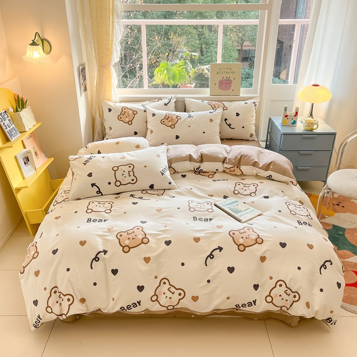 91家纺网 家纺一手货源 找家纺 雅居纺 2024新款高密全棉13070印花四件套 Bear熊