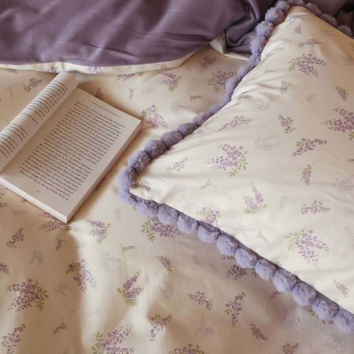 91家纺网 家纺一手货源 找家纺 棉眠 2024新款AB版毛球款棉加绒四件套 紫琅（棉加绒）