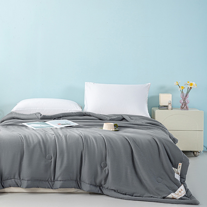 91家纺网 家纺一手货源 找家纺 森林人 2024新款A类双层纱大豆纤维夏凉被 双层纱-深灰