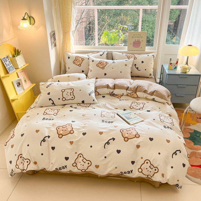 91家纺网 家纺一手货源 找家纺 雅居纺 2024新款高密全棉13070印花四件套 Bear熊